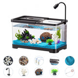 Garvee Acuario Completo de Plastico Resistente con Luz LED Filtro y Accesorios Decorativos, 11 Litros Negro