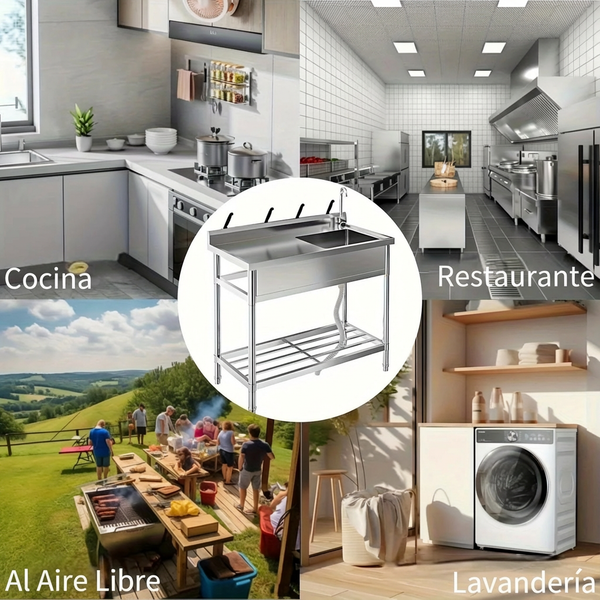 Fregadero versátil para cocinas bares restaurantes garajes