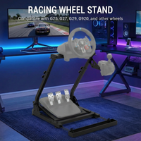 Garvee Soporte para Volante de Carreras Ajustable y Plegable Acero Q235 con Ranura para Silla Fija, Base en L Ajustable (63.0-78.0 cm), Compatible con Logitech G25/G27/G29/G920, Sim Racing Negro