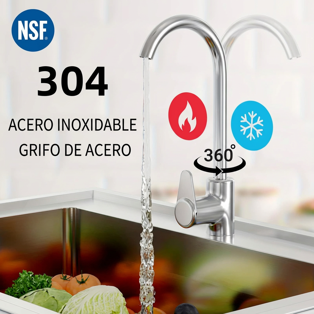 Garvee Fregadero Industrial Independiente de 1 Seno 71x51x86 cm Acero Inoxidable 201 con Grifo Giratorio 360° Balda Inferior y Salpicadero Plata