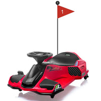 Garvee Kart Eléctrico 24V, Modo Drift, Música, Motor 180W, Luces LED, Alarma Batería Baja, 8-12 años, Exterior, Rojo