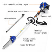 Garvee Podadora de Altura a Gasolina 52cc - Motosierra Telescópica de 5 metros para Poda de Árboles, Limpieza de Jardines y Fincas