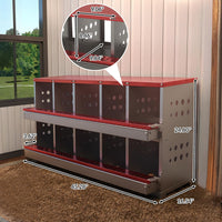 Garvee Caja de Anidación para Gallinas 2 Capas 10 Compartimentos, Acero Galvanizado, Con 10 Huevos Falsos, Antióxido Ventilada, Percha Piso Deslizante, Resistente al Agua, Rojo