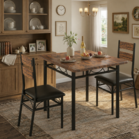 Garvee Juego de Comedor de 3 Piezas para 2 Personas con Mesa de Madera de 110x70x77 cm y 2 Sillas Tapizadas con Estructura Metálica de Estilo Industrial, Madera Vintage