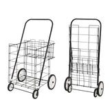 Garvee Carrito de Compras Plegable Grande con Ruedas Resistentes y Doble Cesta para Compras y Lavandería, 30 kg, Metal Duradero, Negro