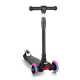 Garvee Patinete Infantil 3 Ruedas, LED, Manillar Ajustable 4 Niveles, 3-10 años, Parques, Negro - Negro