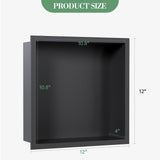 Garvee Nicho De Ducha De Acero Inoxidable 12x12 Negro Para Baño Moderno Revestimiento Impermeable Diseño Drenaje 92° Montaje Fácil - Negro mate