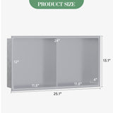 Garvee Nicho De Ducha De Acero Inoxidable 12x24 Revestimiento Impermeable Diseño Con Drenaje 92° Estante Recesado Baño Moderno - Acabado cepillado