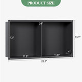 Garvee Nichos De Ducha De Acero Inoxidable 12x24 Negro Para Baños Modernos, Revestimiento Impermeable, Diseño De Drenaje - Negro mate