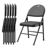 Garvee Silla Plegable 6 Piezas Metal con Cojín PU, Antideslizante, Resistente, Fácil de Guardar, Interior y Exterior, Negra - Negro