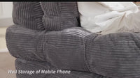 Garvee Sofá Cama Plegable Individual de Pana con Espuma Triturada, Reposacabezas Ajustable y Soporte Lumbar, Funda Lavable, para Sala y Dormitorio, Gris Oscuro
