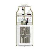 Garvee Mueble Esquinero para Vino con Estante Desmontable, 5 Niveles, Puerta de Granero, Soporte para Copas, 29 in, MDF Resistente, Diseño Industrial, Negro - Dorado