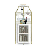 Garvee Mueble Esquinero para Vino con Estante Desmontable, 5 Niveles, Puerta de Granero, Soporte para Copas, 29 in, MDF Resistente, Diseño Industrial, Negro