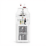 Garvee Gabinete de Barra Esquinero para Licor con Estantes Ajustables, 61 in, Industrial, Puerta de Malla, MDF y Metal, Antivuelco, Cocina y Bar en Casa - Blanco
