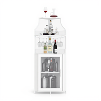 Garvee Gabinete de Barra Esquinero para Licor con Estantes Ajustables, 61 in, Industrial, Puerta de Malla, MDF y Metal, Antivuelco, Cocina y Bar en Casa