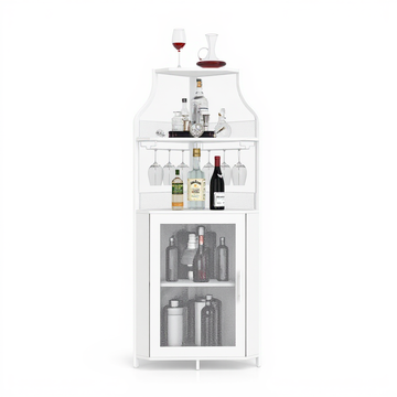 Garvee Gabinete de Barra Esquinero para Licor con Estantes Ajustables, 61 in, Industrial, Puerta de Malla, MDF y Metal, Antivuelco, Cocina y Bar en Casa