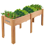 Garvee Macetero Elevado Amplio de Madera con Patas Forro No Tejido y Ganchos 183x58x76cm Roble - Marrón Roble