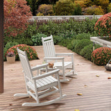 Garvee Set de 6 Sillas Mecedoras de Exterior Tipo Adirondack de HDPE Resistente al Clima Blanco