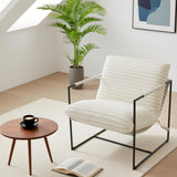 Garvee Sillón Individual de Estilo Industrial Tapizado en Pana con Estructura Metálica para Sala Beige