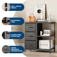 Garvee Archivador de 3 Cajones de Tela con Estantes Abiertos Soporte para Impresora Mueble Auxiliar de Oficina Negro