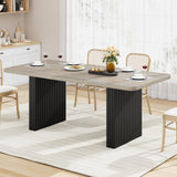 Garvee Mesa de Comedor Rectangular de PB con Patas Metálicas Onduladas para 6 a 8 Personas 180x80cm Gris