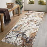 Garvee Alfombra Lavable de Poliéster Efecto Cachemira Base TPR Diseño Moderno Elegante para Salón 240x340cm Marrón