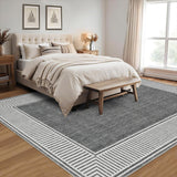Garvee Alfombra Lavable de Poliéster Efecto Lino Moderno con Base TPR para Salón 240x340cm Gris