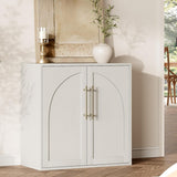 Garvee Aparador Buffet Pequeño de Tablero de Partículas con Diseño Arqueado para Comedor Blanco