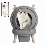 Garvee Arenero Autolimpiante Automatico para Gatos Cerrado en Plastico ABS con Control de Olores, Gris Frio - Gris