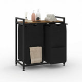 Garvee Cesto de Ropa Sucia con Estante Superior y 2 Compartimentos de Gran Capacidad Bolsas Extraíbles Organizador para Lavandería Negro - Negro