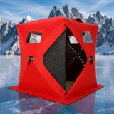 Garvee Tienda de Pesca en Hielo Pop Up Impermeable y Aislante para Varias Personas Montaje Rapido, 152x152x193 cm Rojo