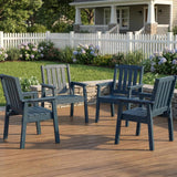 Garvee Juego de 4 Sillas de Comedor de Exterior de HDPE y Aluminio Asiento Ancho y Ergonómico Azul Marino
