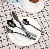 Garvee Set de 30 Cubiertos de Acero Inoxidable para 6 Personas Incluye Cuchillos Tenedores y Cucharas Diseño Moderno Pulido Negro