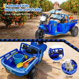 Garvee Triciclo Eléctrico Infantil de 12V 7AH Diseño de 3 Ruedas con Asiento de Plástico sin Mando Estándar EU Azul Marino