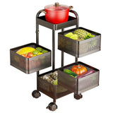 Garvee Carro Organizador Cuadrado de Acero al Carbono de 4 Niveles para Cocina o Baño Negro