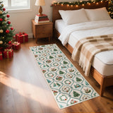 Garvee Alfombra Pasillera Navidena de Poliester Suave Lavable a Maquina Plegable Antideslizante y Resistente, 60x180 cm Beige
