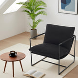 Garvee Sillón Individual de Estilo Industrial Tapizado en Lino con Estructura Metálica para Sala Negro