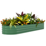 Garvee Cama Elevada de Jardín Galvanizada 244x61x46 cm - Metal Resistente al Óxido, Fácil Montaje, Diseño Modular, Beige y Verde - Verde