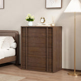 Garvee Moderna Mesa Auxiliar de Comedor de MDF Compacta con 4 Cajones y Tirador Vertical Almacenamiento Eficiente para Dormitorio Marrón Rojizo