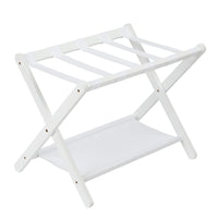 Garvee Estante para Equipaje de Bambú Plegable con Estante Inferior de Lona para Habitación de Invitados Blanco