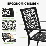 Garvee Conjunto Bistró de 3 Piezas de Hierro para Exterior Mesa y 2 Sillas Apilables para Balcón Negro