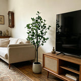 Garvee Árbol Artificial de Eucalipto de PE con Maceta Blanca para Decoración de Interior 180cm - 