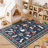 Garvee Alfombra Lavable Antideslizante con Diseño de Gato Suave y Plegable para Salón 120x170cm Azul