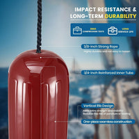 Garvee Protectores para Barcos 4 Piezas 25x71 cm Centro Acanalado PVC Resistente con Líneas de Amarre y Bomba para Amarre y Muelles Rojo