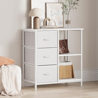 Garvee Archivador de 3 Cajones con Estantes Abiertos Soporte para Impresora Marco de Acero Blanco para Oficina y Hogar Diseño Moderno