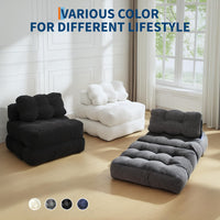 Garvee Sofá Cama Plegable Individual de Pana con Espuma Triturada, Reposacabezas Ajustable y Soporte Lumbar, Funda Lavable, para Sala y Dormitorio, Gris Oscuro