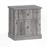 Garvee Mesita de Noche de MDF con 2 Cajones Acanalados Diseño Moderno Estilo Farmhouse Gris