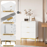 Garvee Cómoda Moderna de 3 Cajones Diseño Panal Elegante Armario Compacto para Dormitorio o Sala Blanco