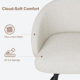 Garvee Taburetes de Bar Giratorios con Respaldo en Forma de Hoja y Asiento Tapizado en Lino Seis Unidades, Blanco - Blanco