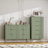 Garvee Comoda Vertical de Madera con Cinco Cajones Acanalados Elegantes y Gran Capacidad, Verde Gris Mate